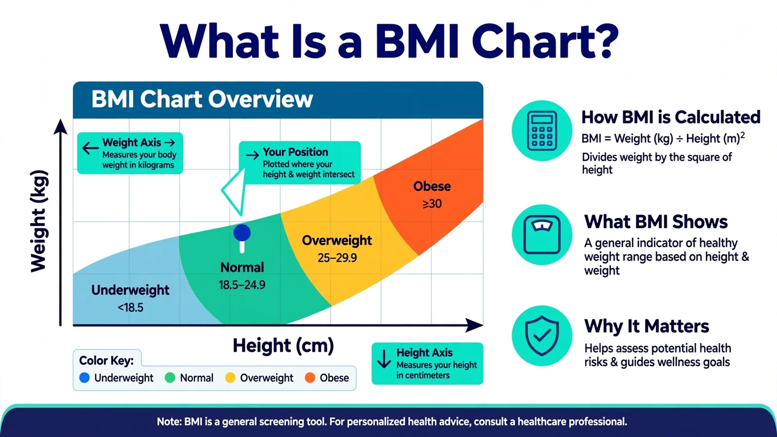 What is a BMI chart explaining chart axes and zones