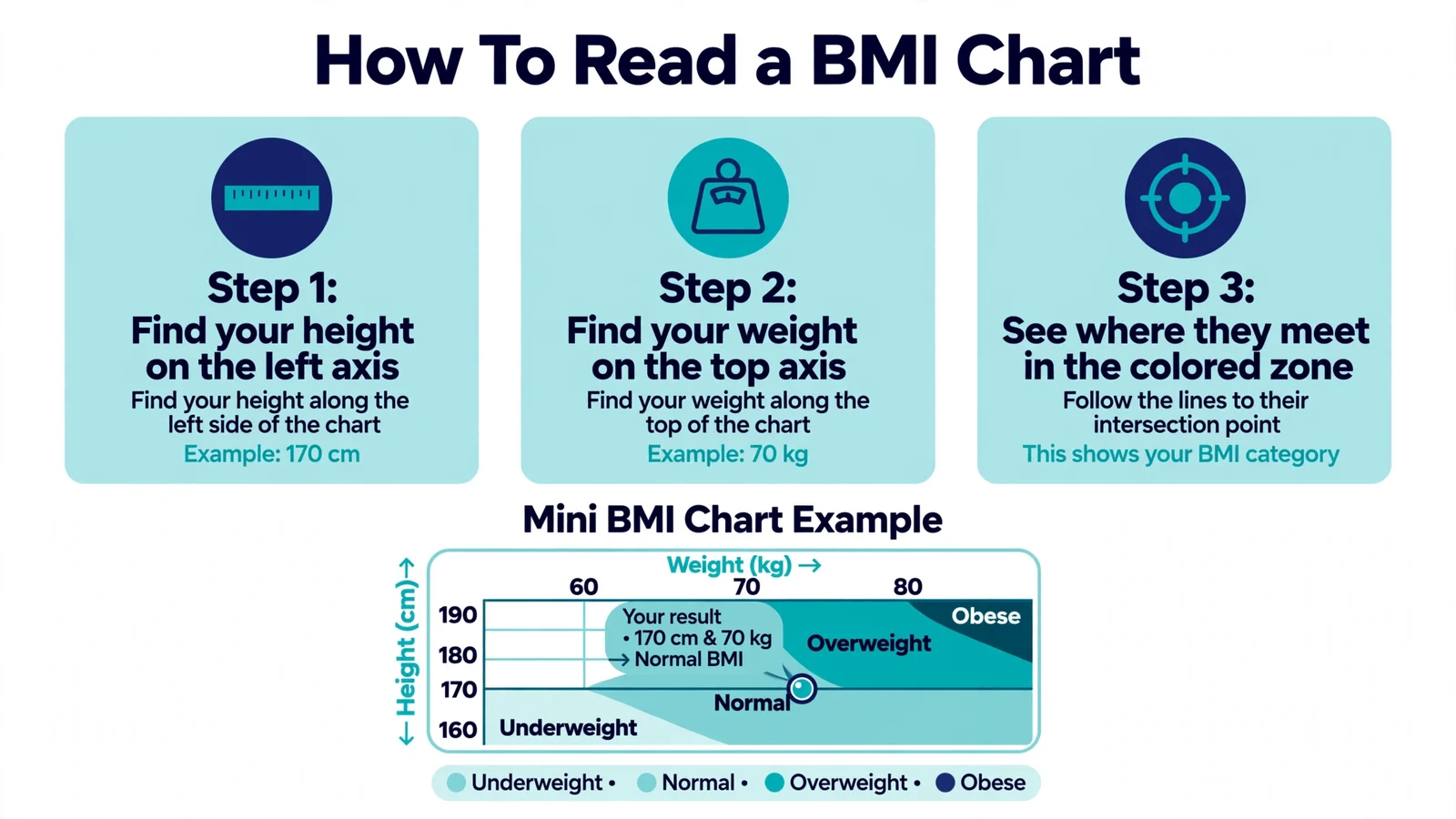 How to read a BMI chart with 3 step instructions