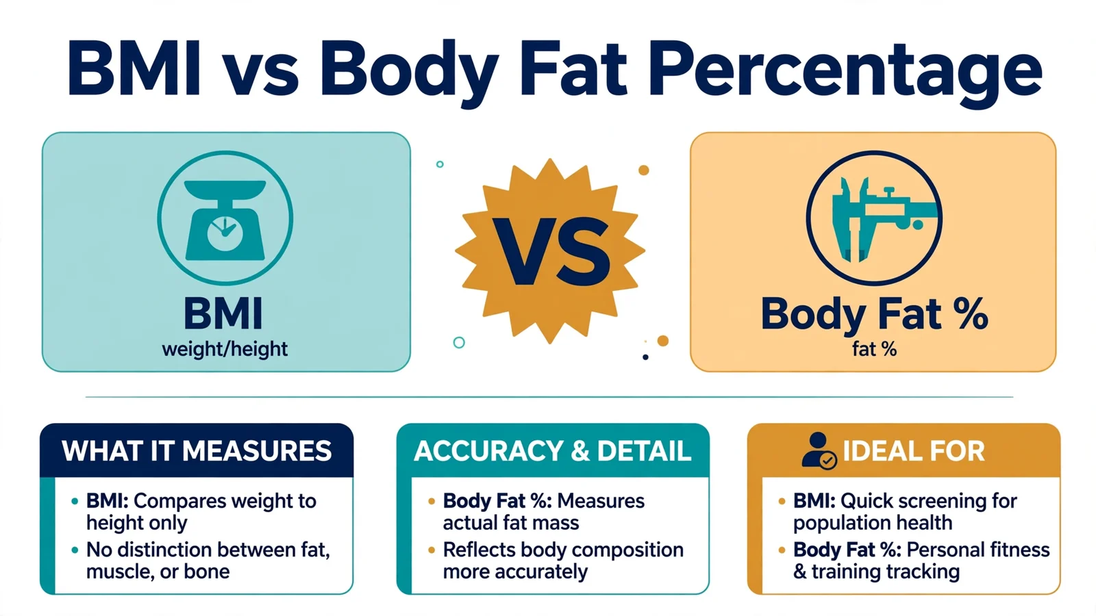 BMI vs body fat percentage comparison with VS layout