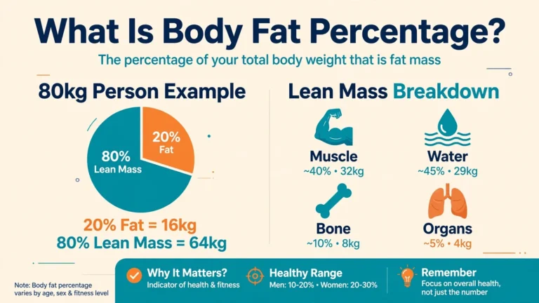 Body fat percentage breakdown showing fat versus lean mass composition