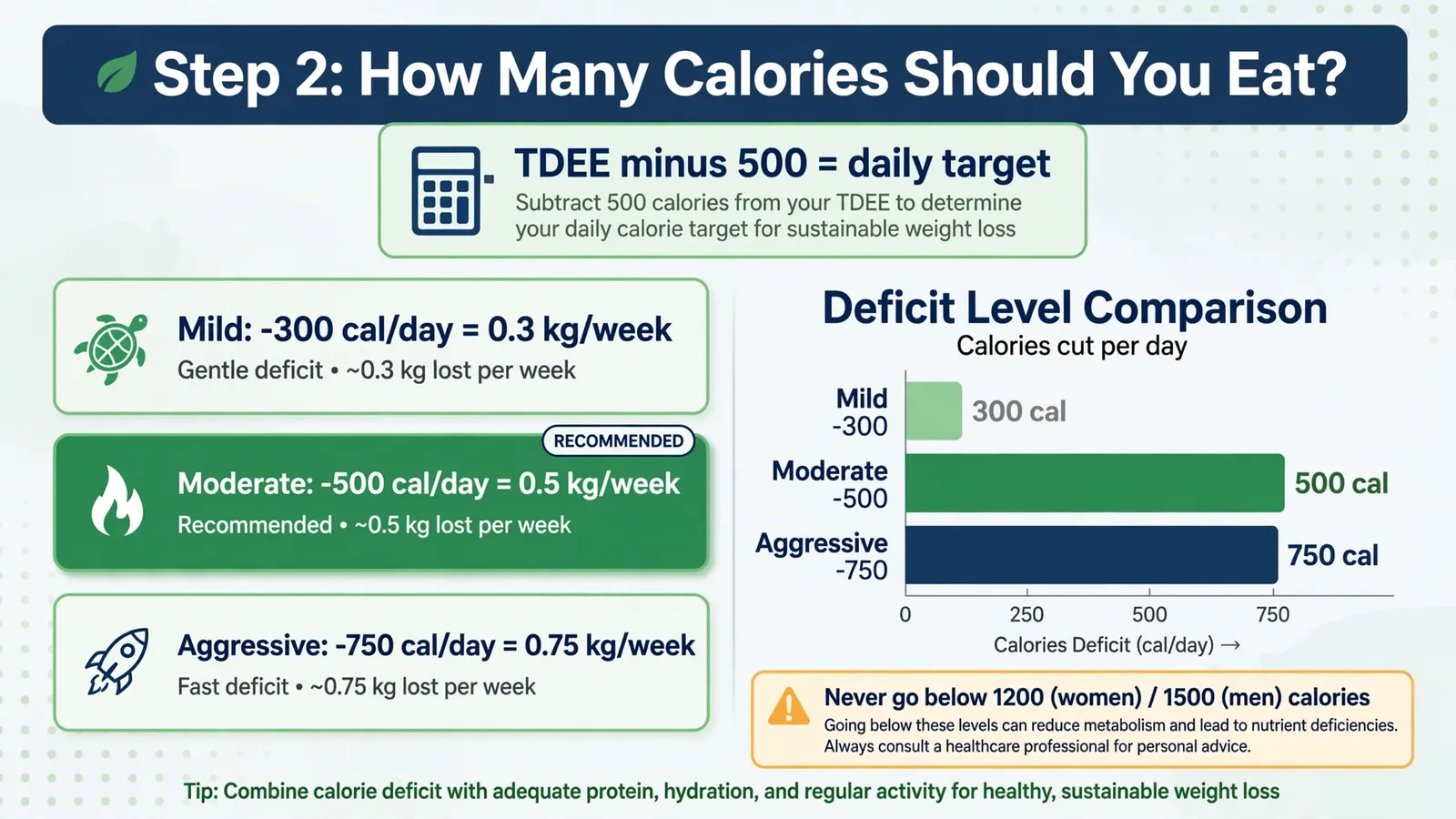 Weight loss step 2: calorie deficit targets with TDEE formula